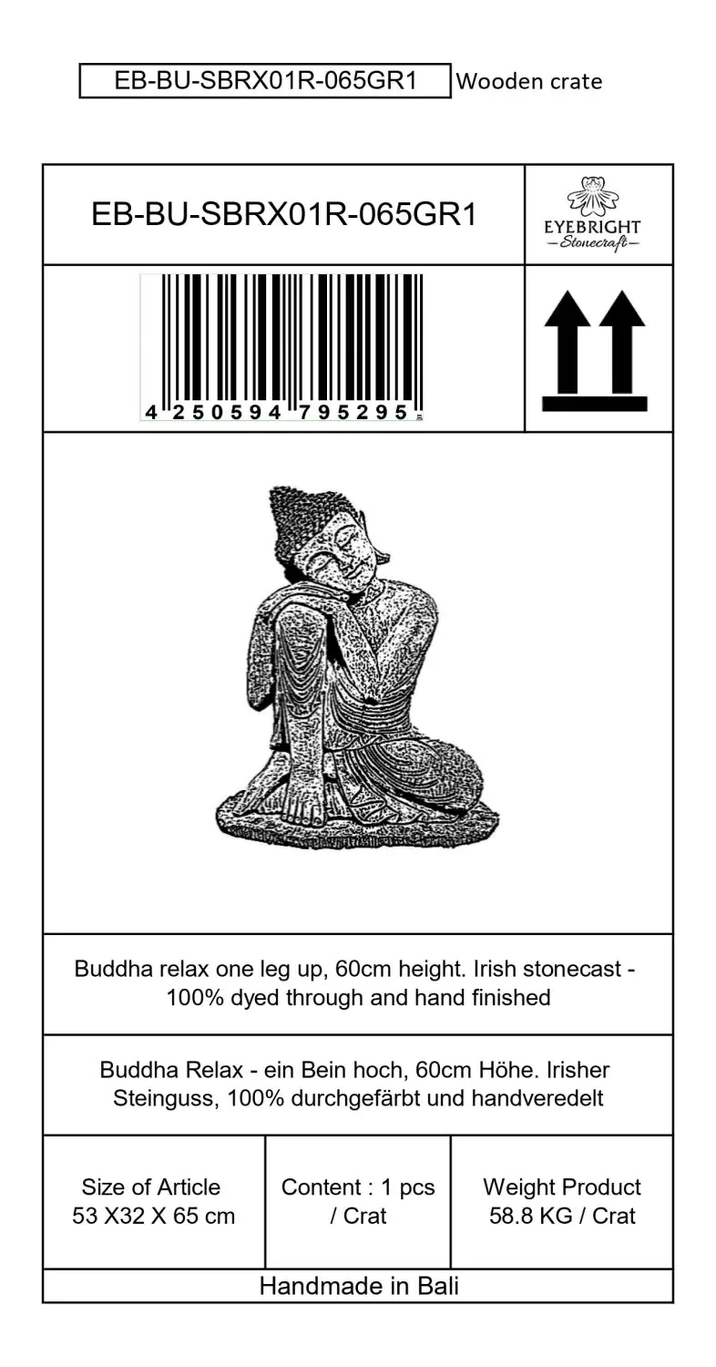 Product image 7 of the product “Rahman - Buddha relax- one leg up, 65 cm H | cast stone ”