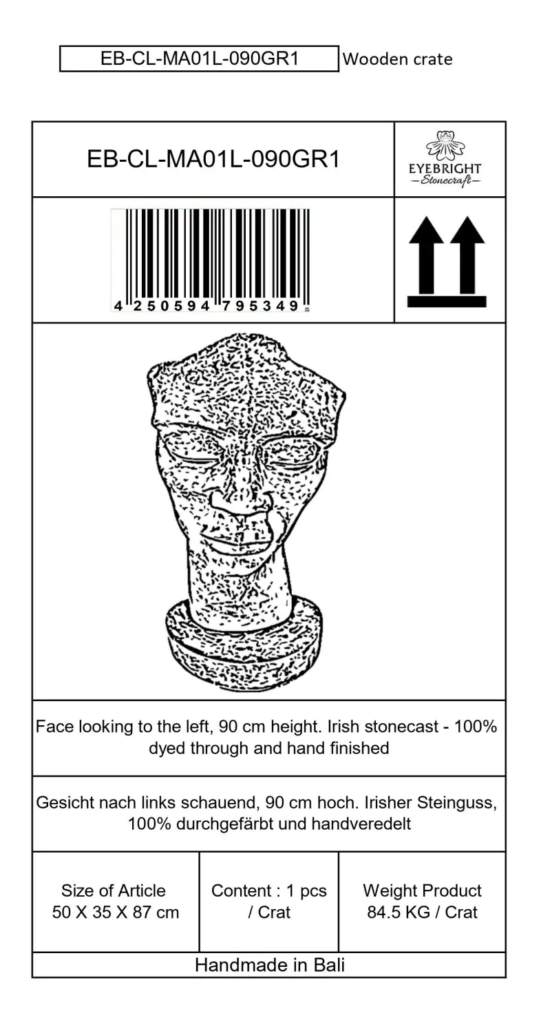  Product image 7 of the product “Dilan - Face looking to the left, 87 cm H | cast stone ”