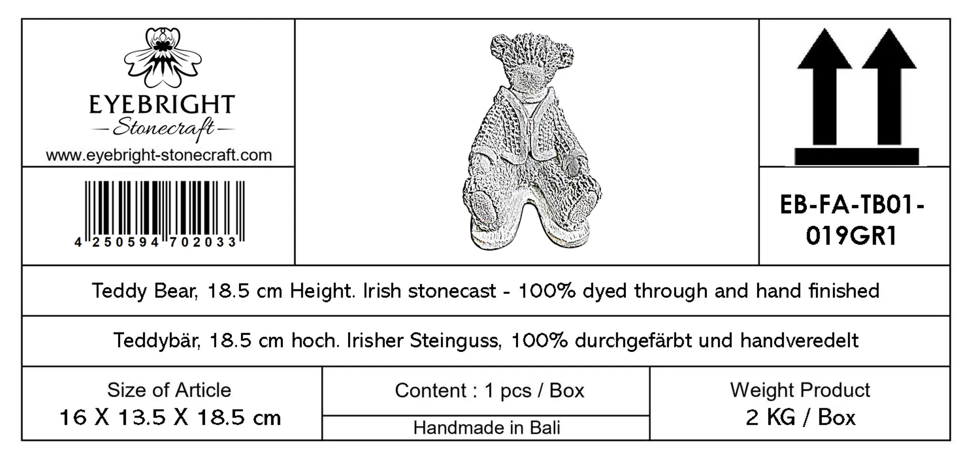  Product image 7 of the product “Teddy Bear, 18.5 cm H | cast stone ”