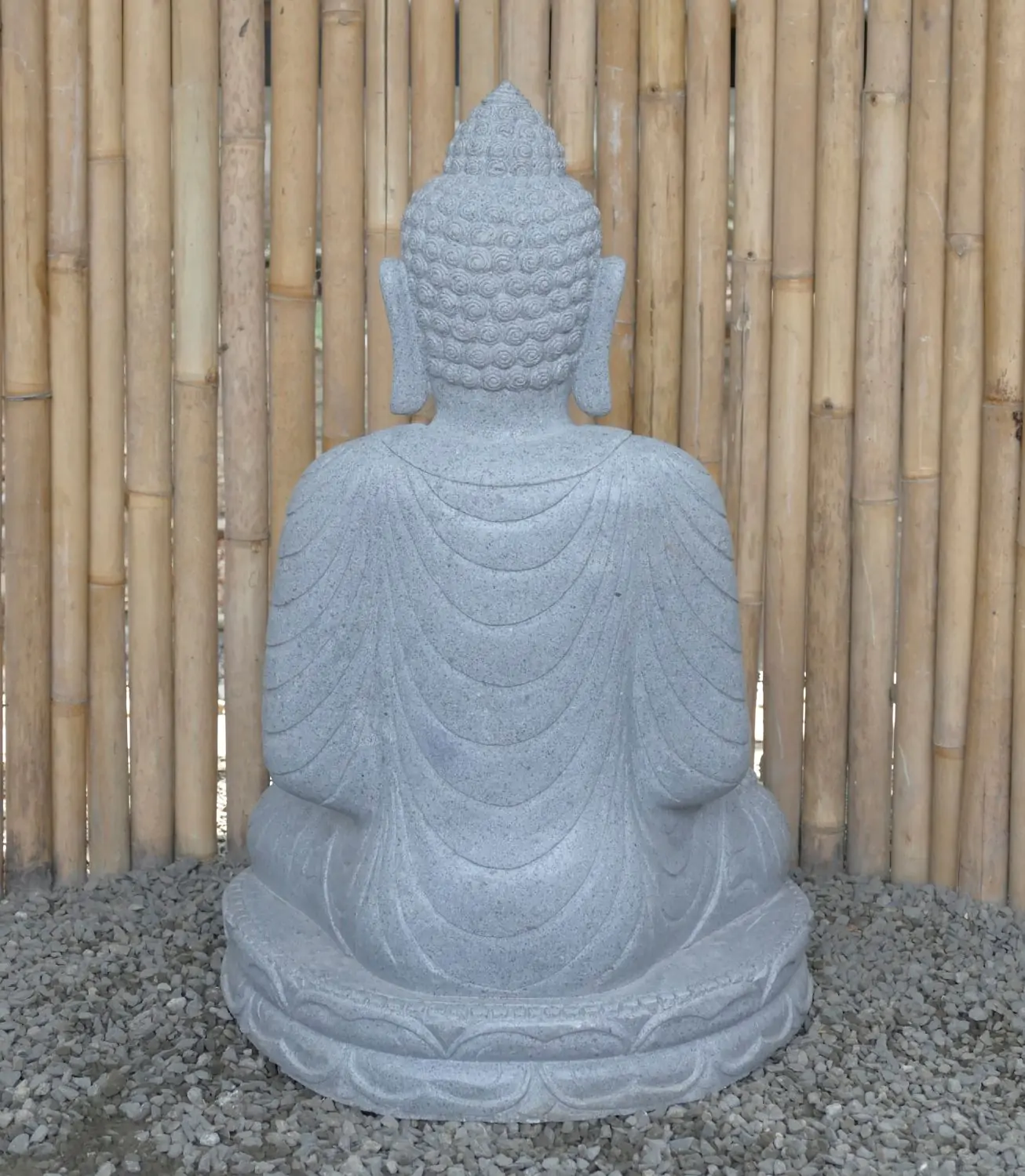  Product image 7 of the product “Seated Buddha made of Riverstone in Bhumisparsha - gesture of touching the earth. 83cm height. ”