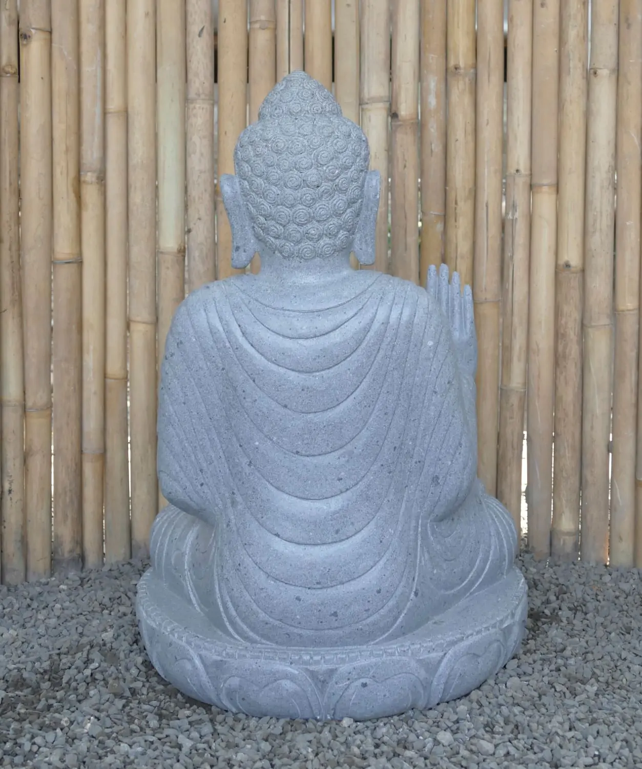  Product image 7 of the product “Seated Buddha made of Riverstone in Abhaya Position - gesture of fearlessness, H. 83cm. ”