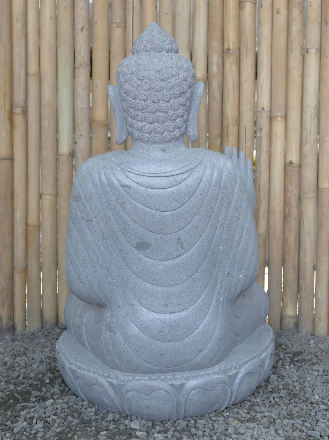  Product image 7 of the product “Seated Buddha made of Riverstone in Abhaya Position - gesture of fearlessness, H. 83cm. ”