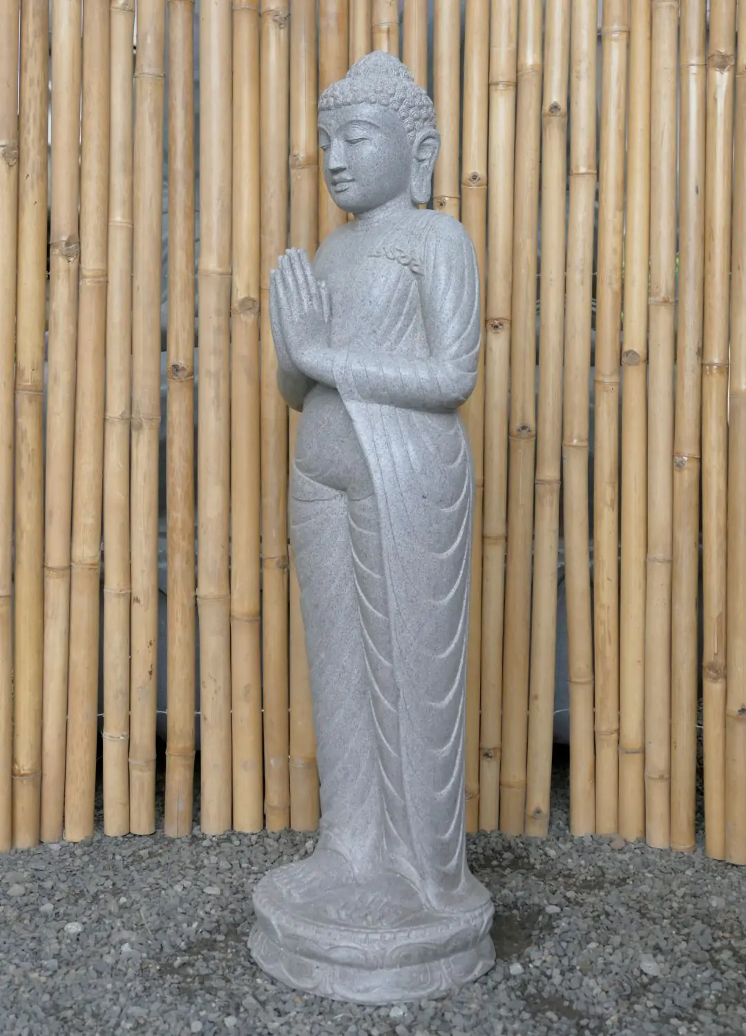  Product image 7 of the product “Standing Buddha made of Riverstone, position Namaskara , H. 120cm. ”