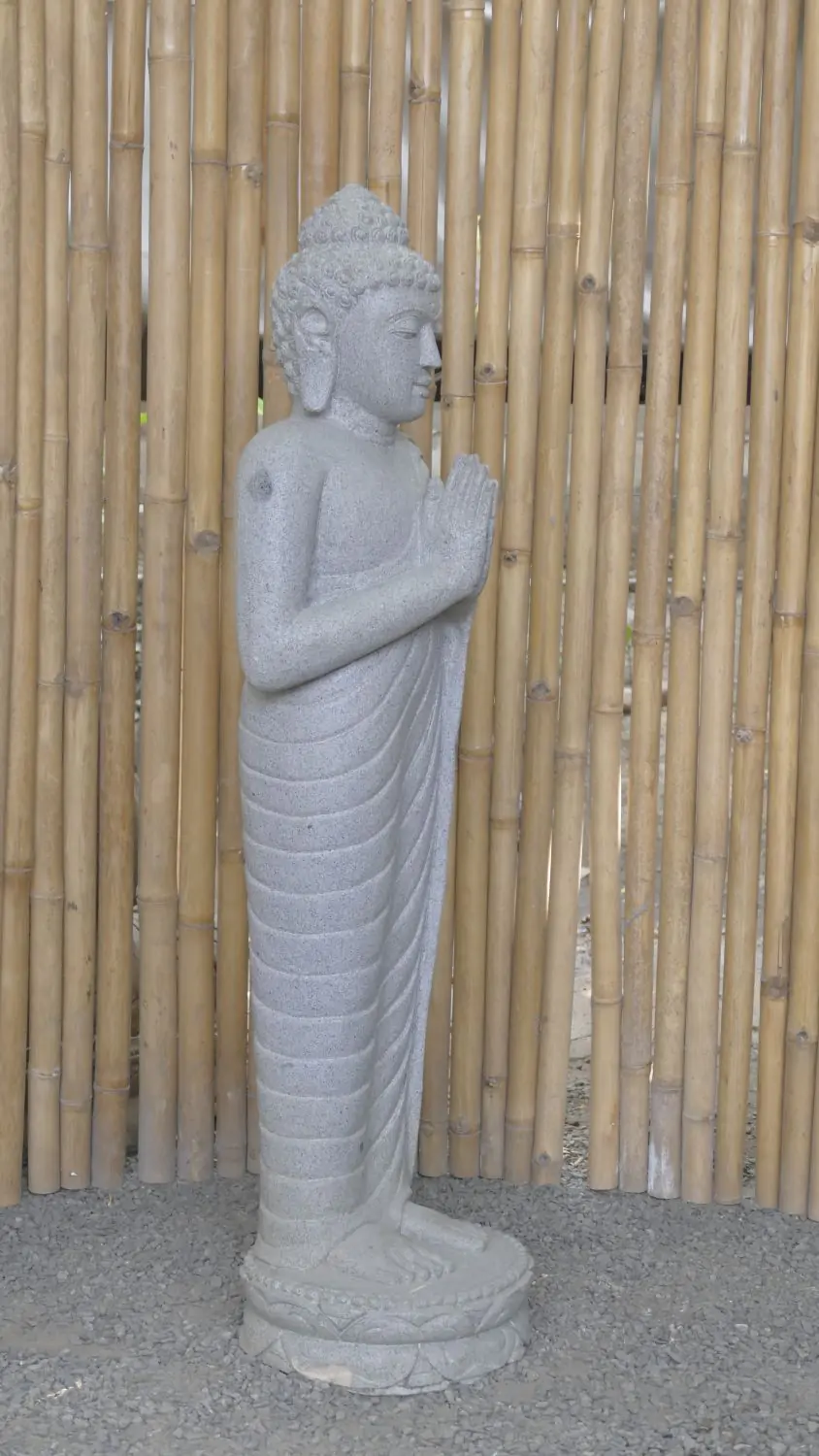  Product image 7 of the product “Standing Buddha made of Riverstone, position Namaskara , H. 125cm. ”
