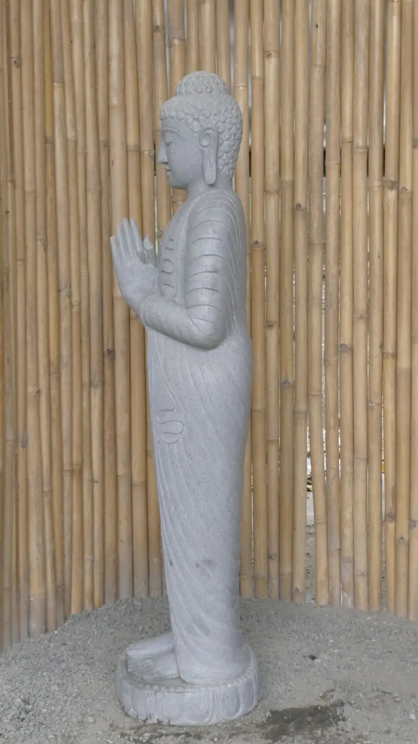  Product image 7 of the product “Standing Buddha made of Riverstone, position Namaskara , H. 150cm. ”