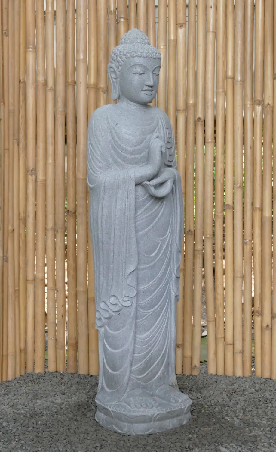  Product image 7 of the product “Standing Buddha made of Riverstone in Dharmachakra position - gesture of wheel of the teaching of Dharma. About 152cm height ”
