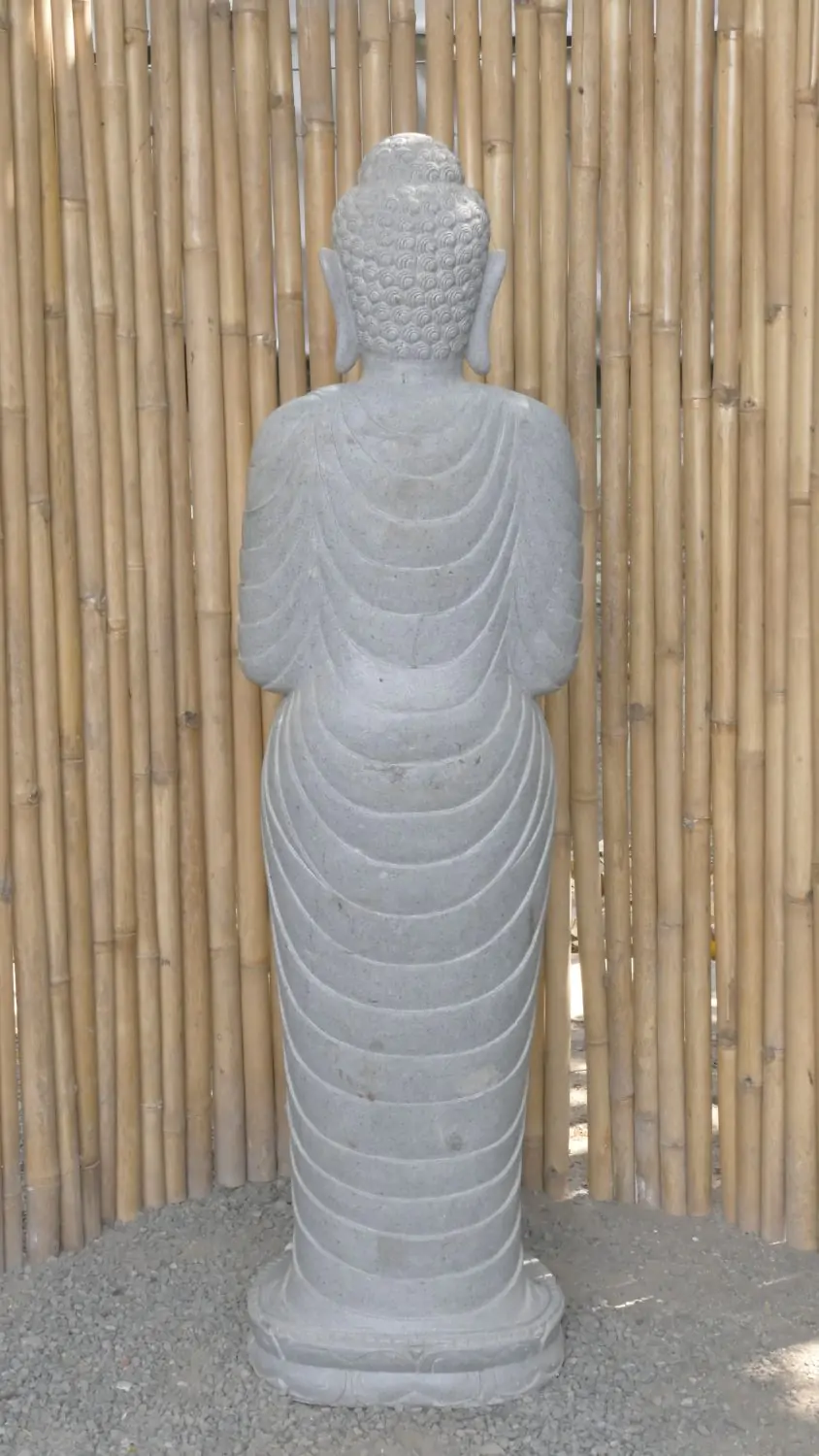  Product image 7 of the product “Standing Buddha made of Riverstone in Dharmachakra position - gesture of wheel of the teaching of Dharma. About 153cm height. ”