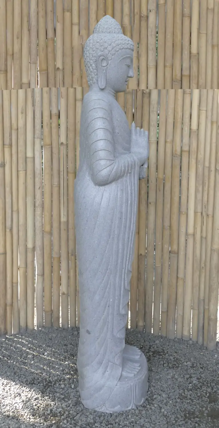 Product image 7 of the product “Standing Buddha made of Riverstone in Dharmachakra position - gesture of wheel of the teaching of Dharma. About 180cm height. ”