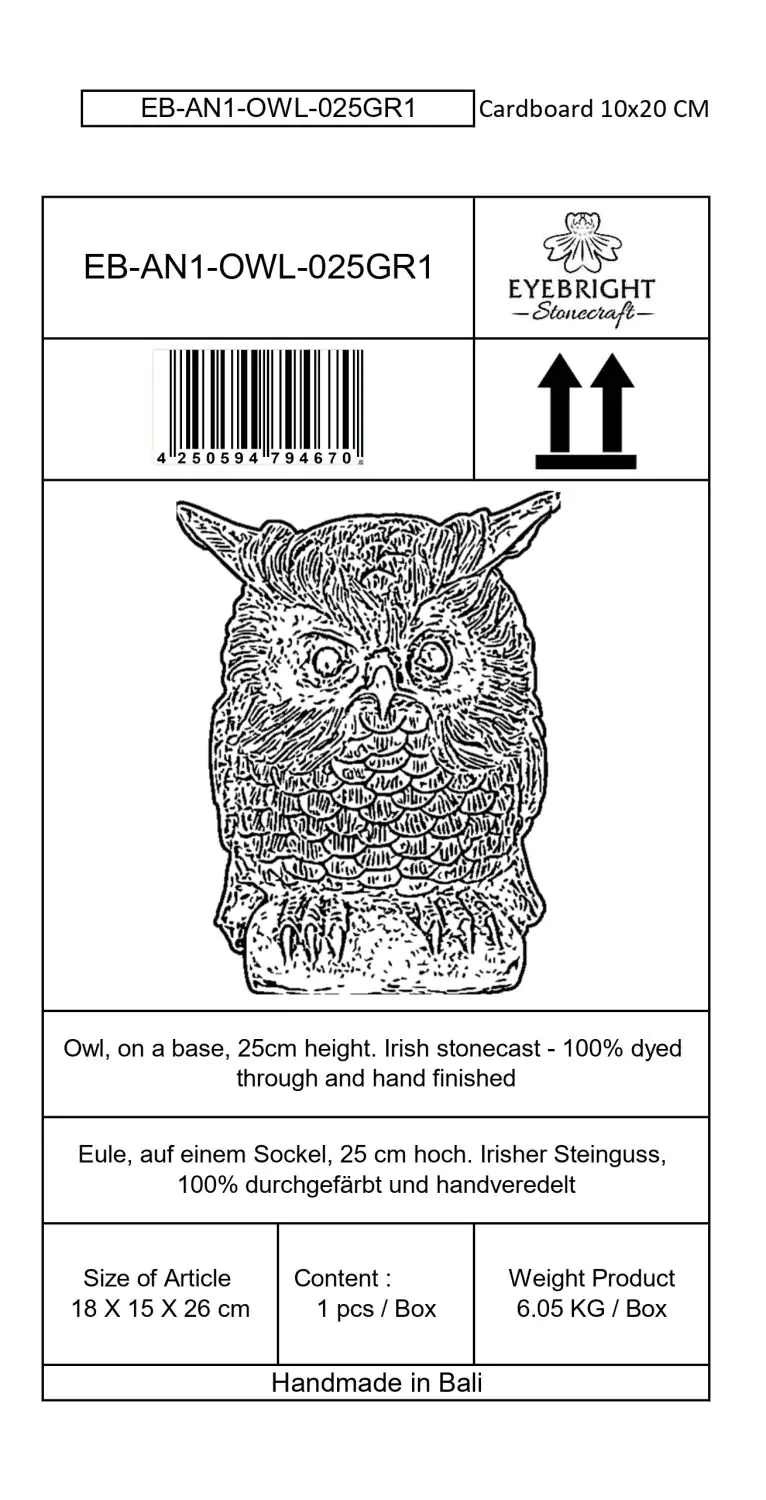  Product image 8 of the product “Esme - Owl, on a pedestal, 26cm H | cast stone ”