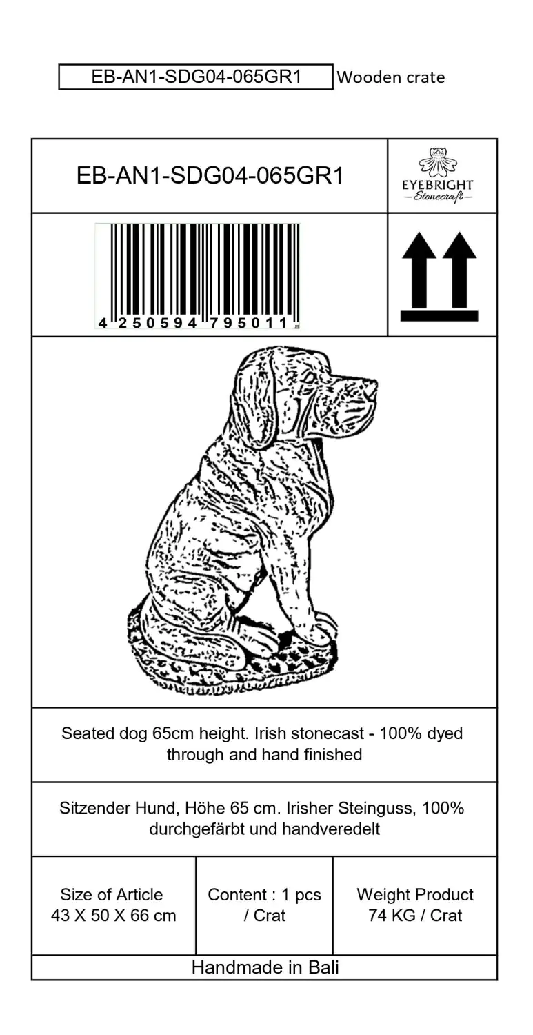  Product image 8 of the product “Henry - Dog, sitting 66cm H | cast stone ”
