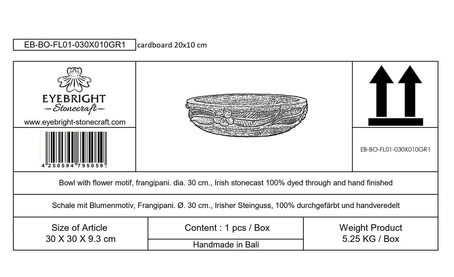  Product image 8 of the product “Jakarta - Bowl with flower motiv, frangipani, Ø 30 cm | cast stone ”