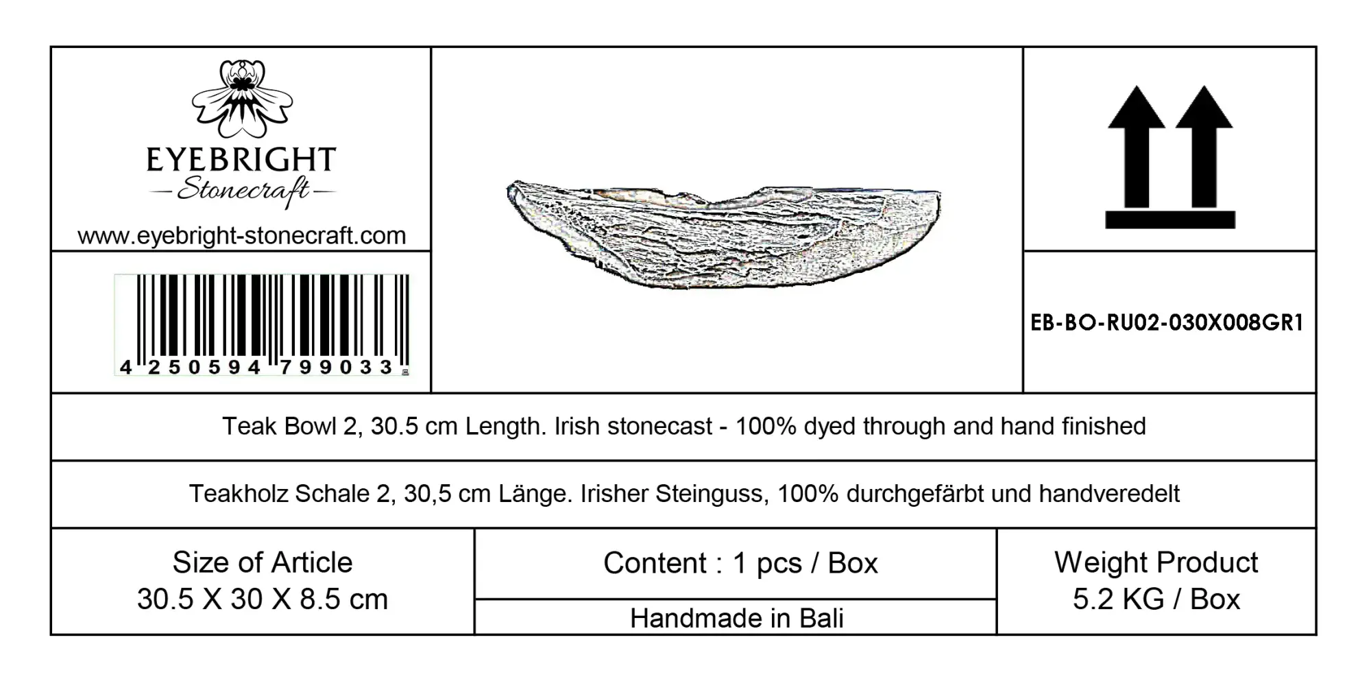  Product image 8 of the product “Stone bowl with wood grain, 30.5 cm Length | cast stone ”