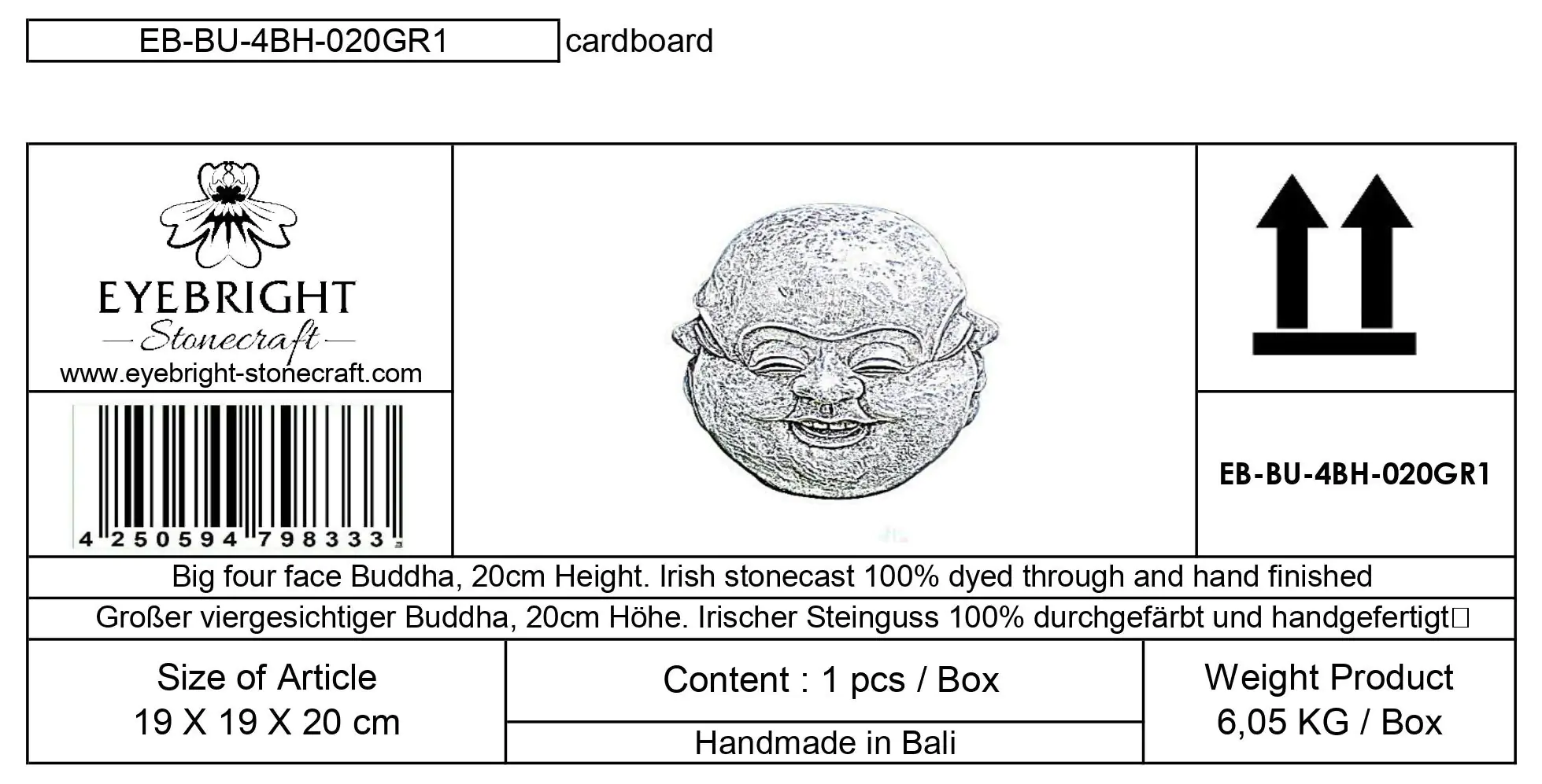  Product image 8 of the product “Si Mian Fo -Big four face Buddha, 20cm H | cast stone ”