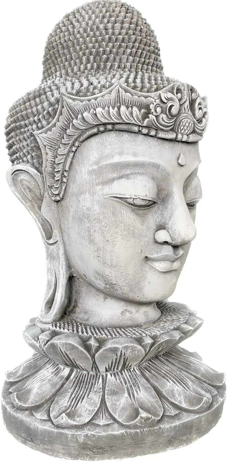  Product image 8 of the product “Champa - Buddha Head on Lotus bud, 51cm H | cast stone ”