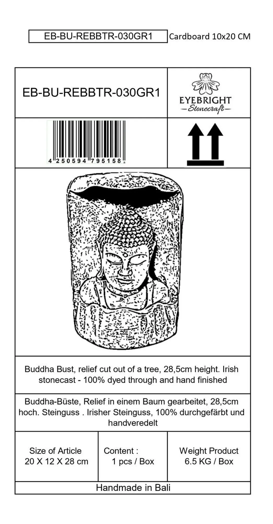  Product image 8 of the product “Anwar - Buddha Bust, relief cut out of tree, 28cm H | cast stone ”