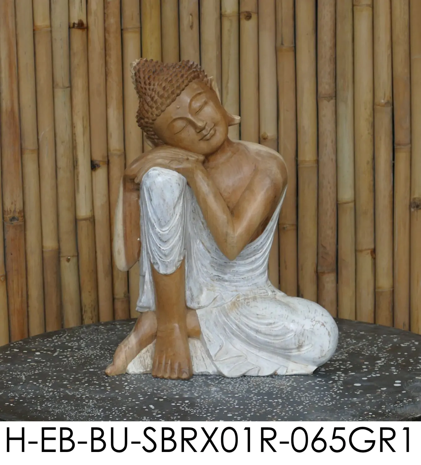  Product image 8 of the product “Rahman - Buddha relax- one leg up, 65 cm H | cast stone ”