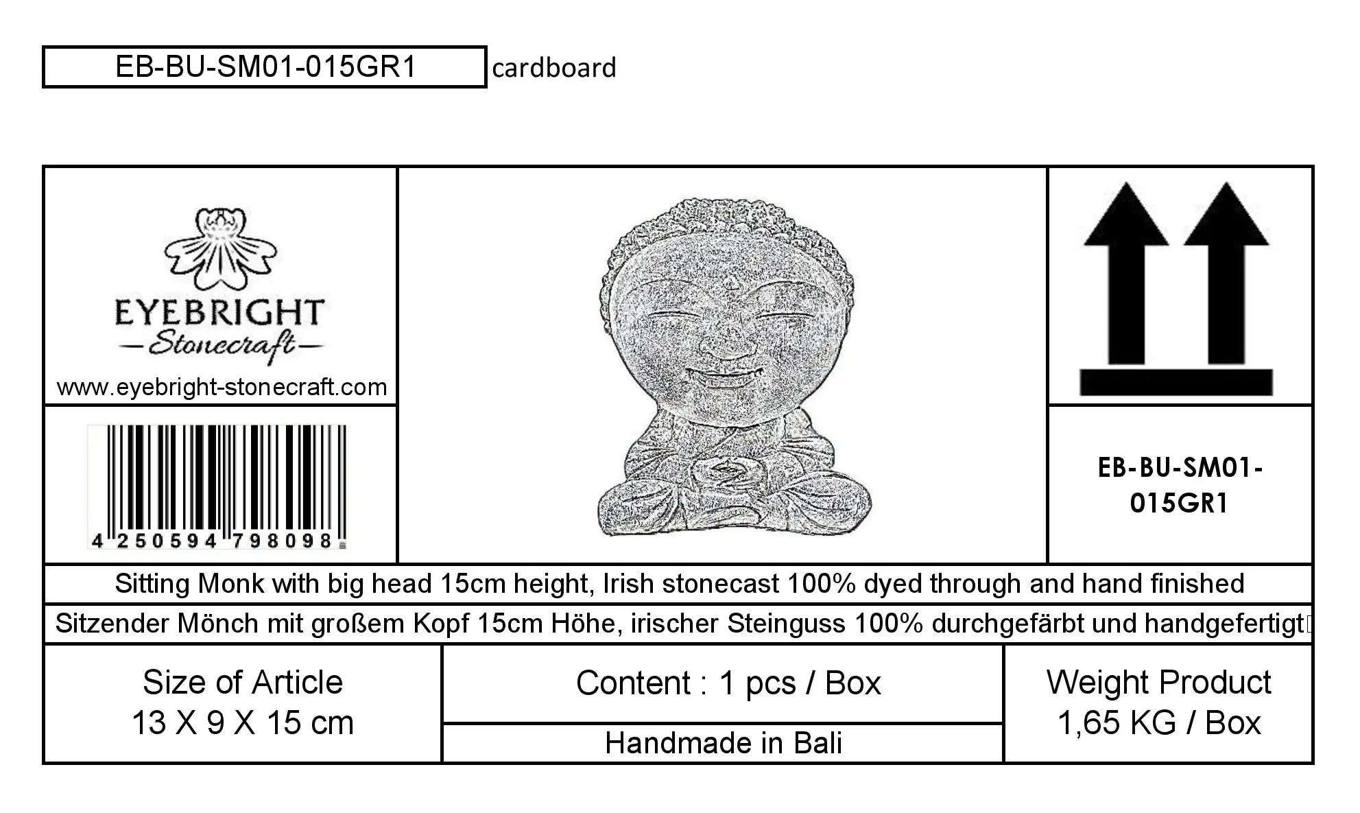  Product image 8 of the product “Nima - Sitting monk with big head, 15 cm H | cast stone ”