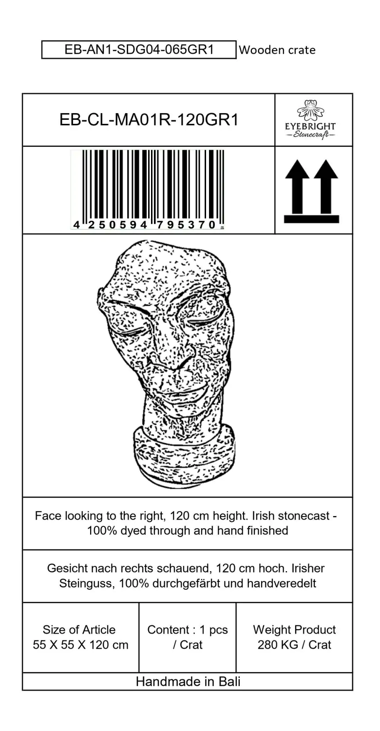  Product image 8 of the product “Aras - Face looking to the right, 120 cm H | cast stone ”