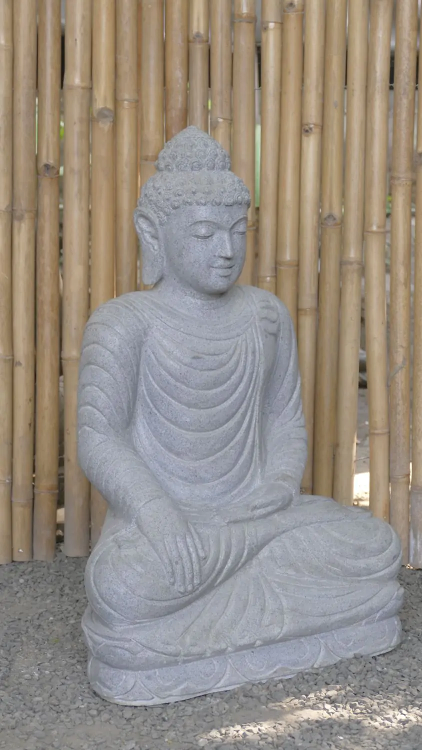  Product image 8 of the product “Seated Buddha made of Riverstone in Bhumisparsha - gesture of touching the earth. 83cm height. ”