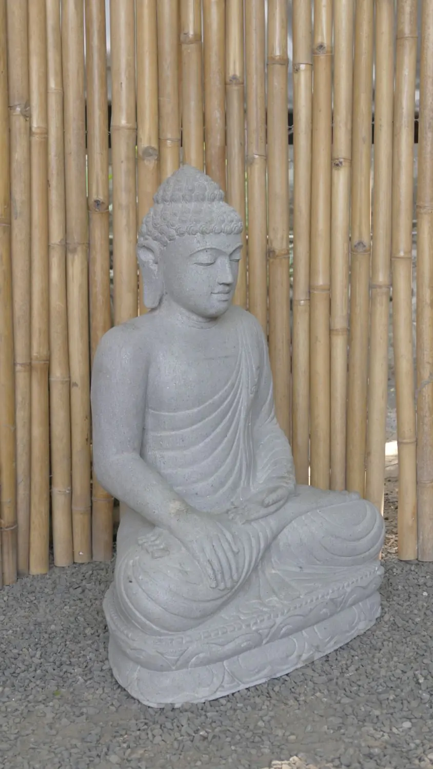  Product image 8 of the product “Seated Buddha made of Riverstone in Bhumisparsha - gesture of touching the earth. 83cm height. ”