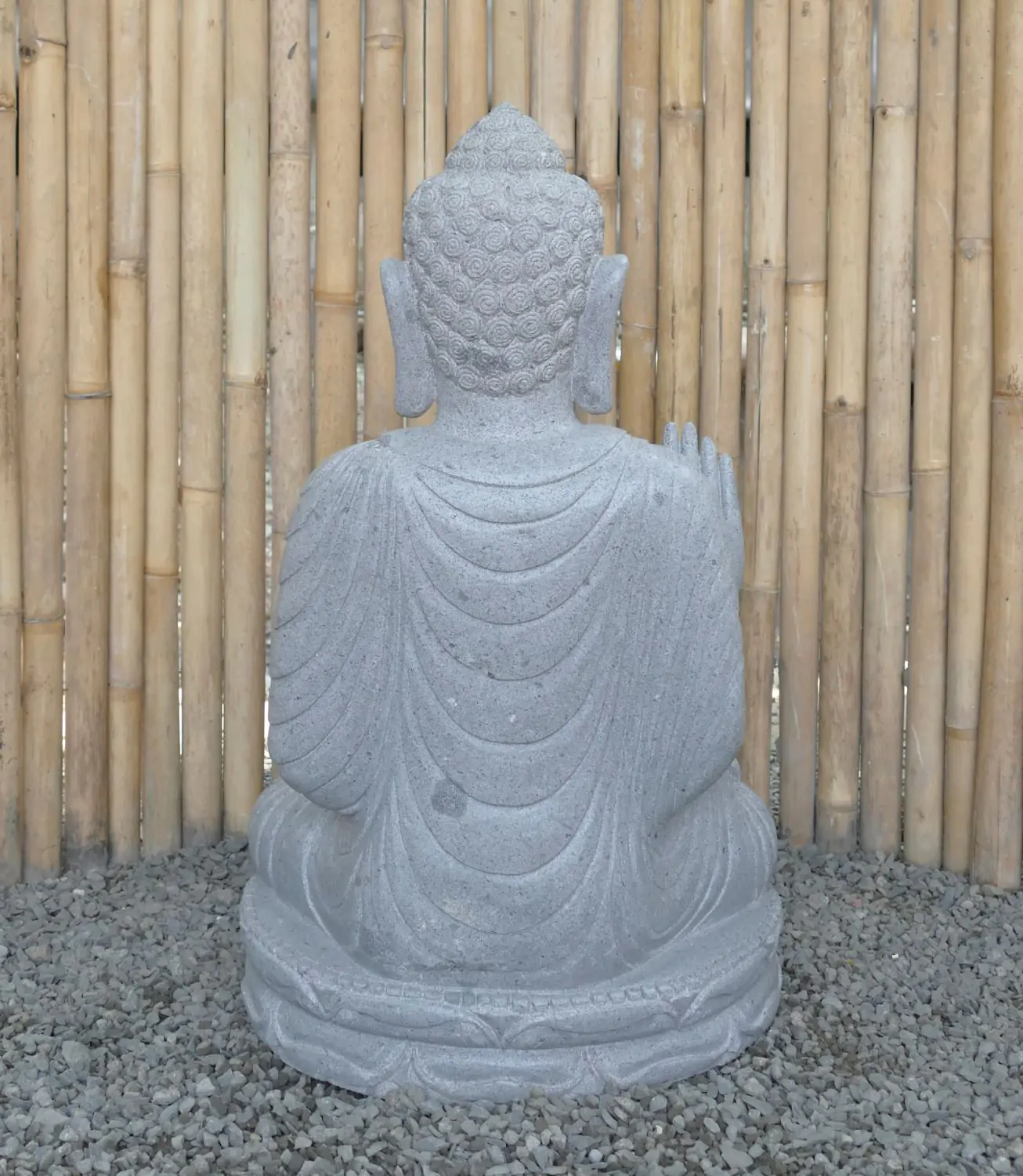  Product image 8 of the product “Seated Buddha made of Riverstone in Abhaya Position - gesture of fearlessness, H. 82cm. ”
