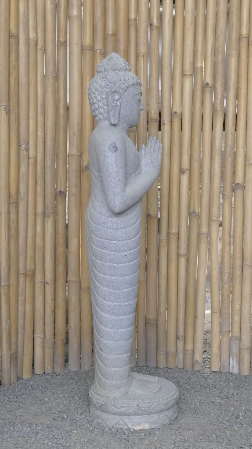  Product image 8 of the product “Standing Buddha made of Riverstone, position Namaskara , H. 125cm. ”
