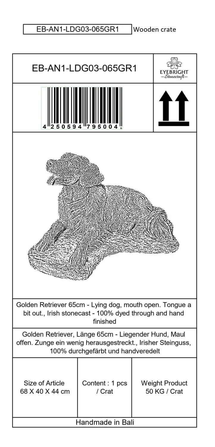  Product image 9 of the product “Cooper - Golden Retriver, lying on base 68cm L | cast stone ”