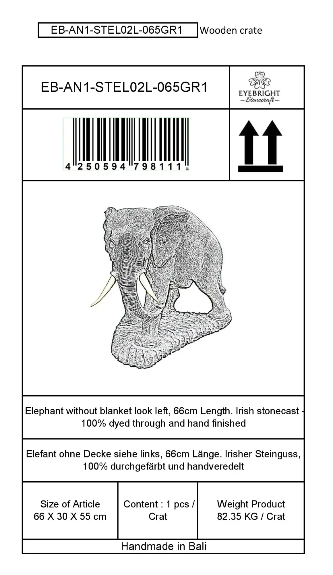  Product image 9 of the product “Rajah - Elephant, looking to the left, 66 cm L | cast stone ”