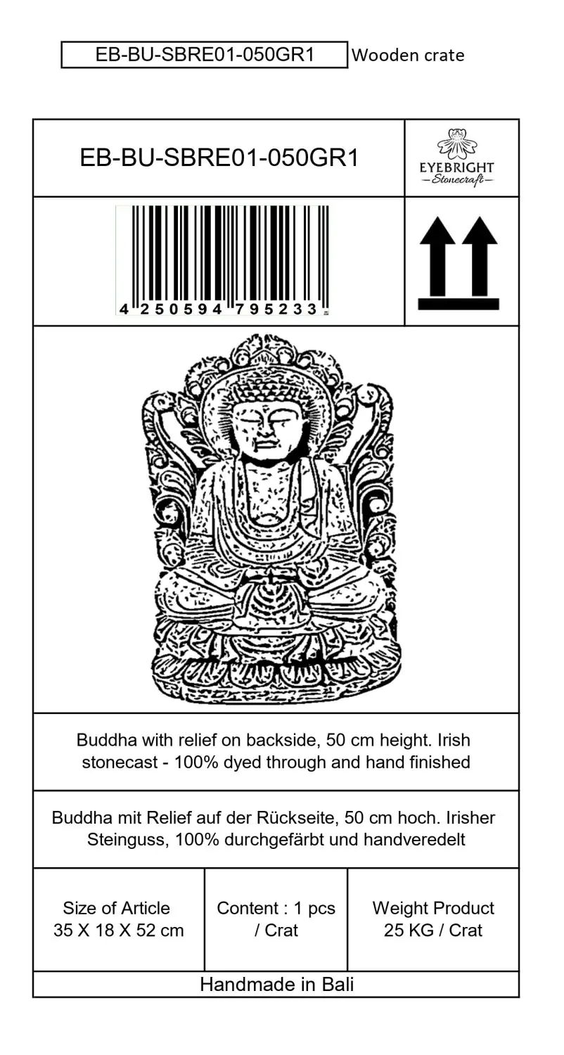  Product image 9 of the product “Bodhi - Buddh, seated in front of relief, 52 cm H | cast stone ”