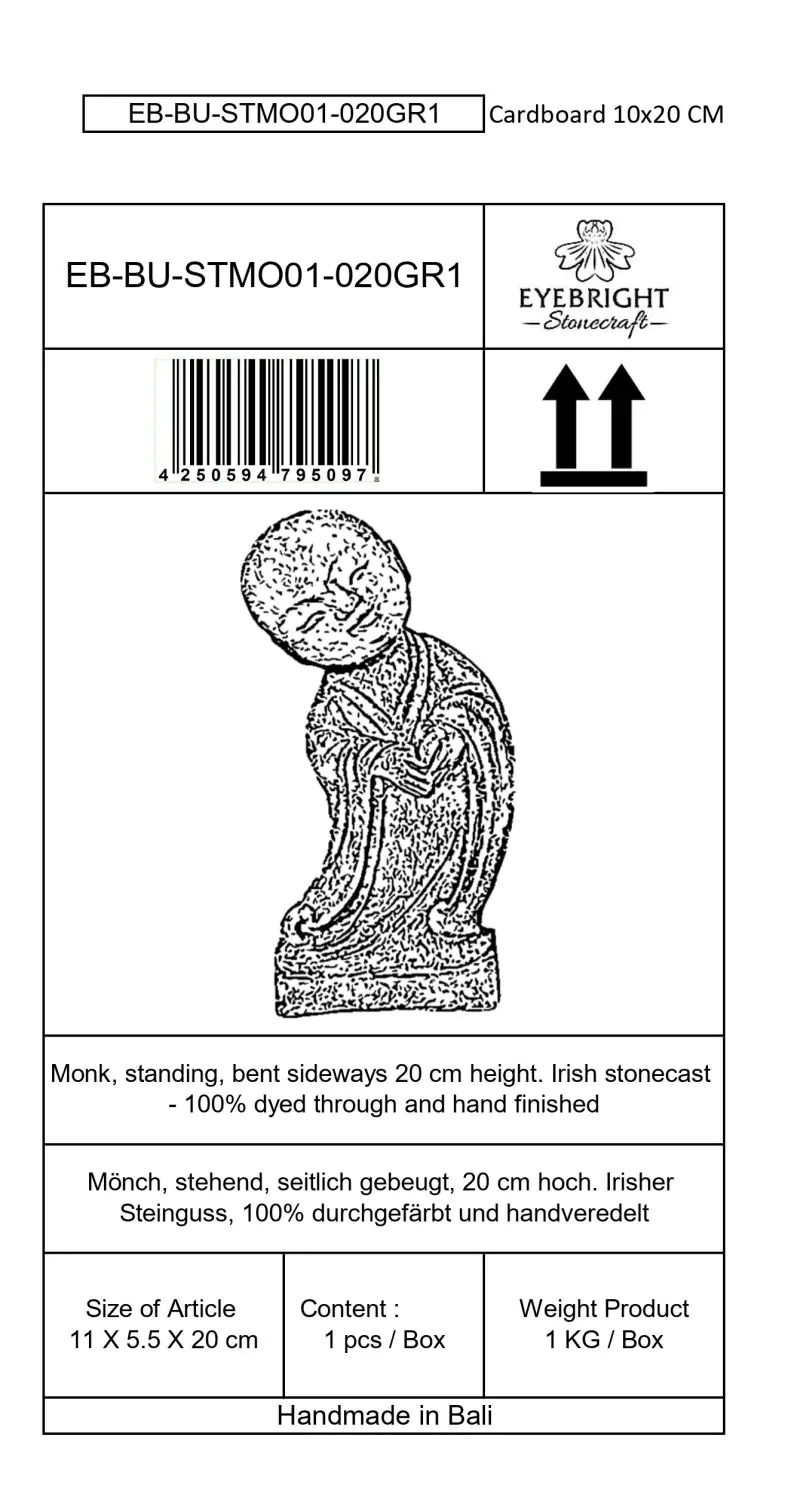  Product image 9 of the product “Jing - Monk, standing, bent sideways 20 cm H | cast stone ”