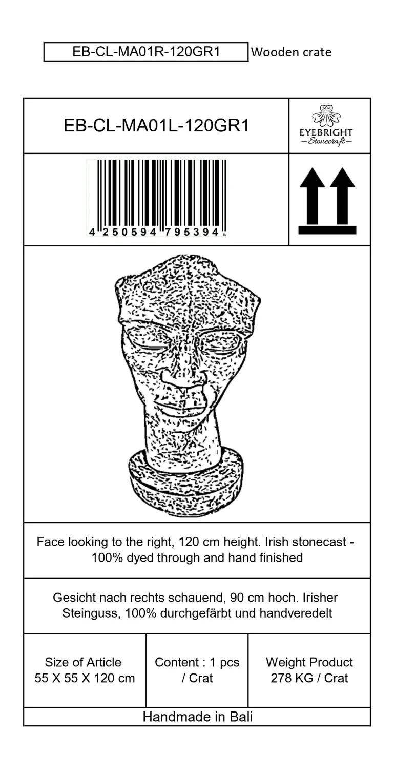  Product image 9 of the product “Dilan - Face looking to the left, 120 cm H | cast stone ”