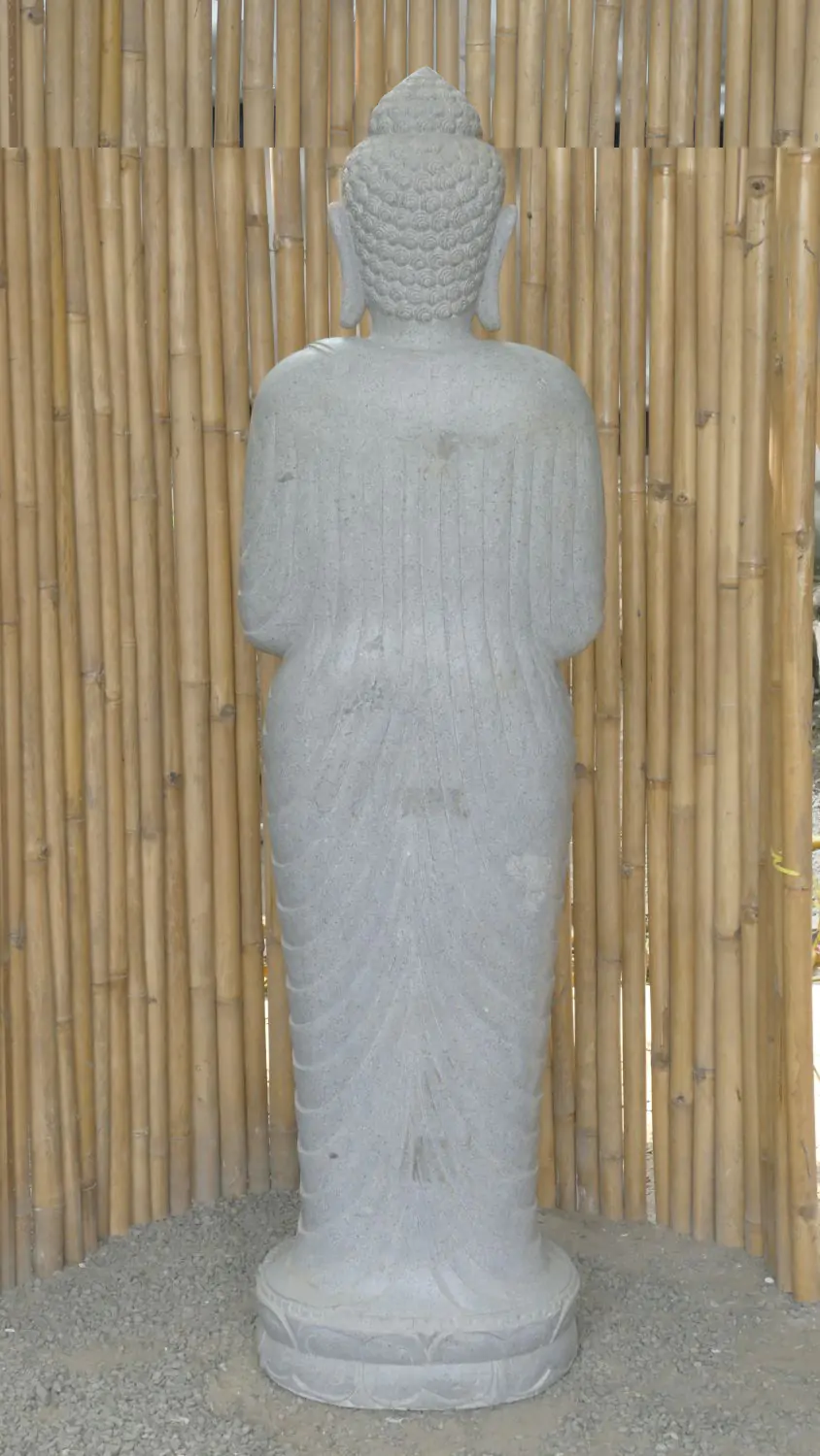  Product image 9 of the product “Standing Buddha made of Riverstone in Dharmachakra position - gesture of wheel of the teaching of Dharma. About 181cm height. ”